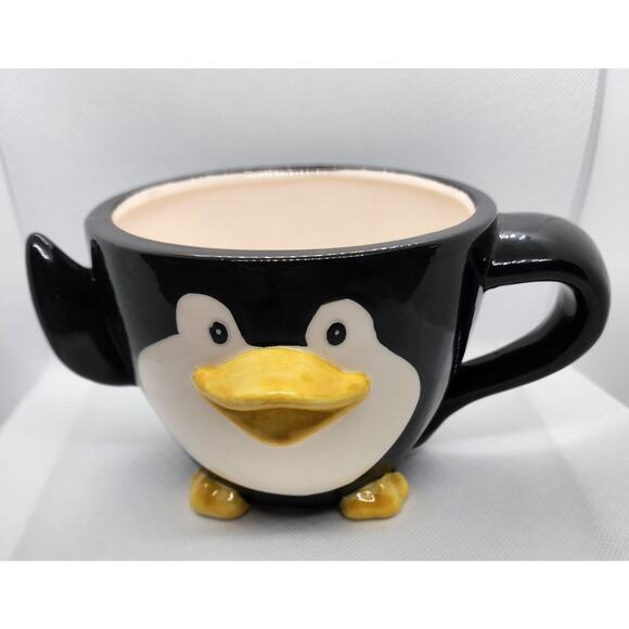 MUG - PENGUIN-Whimsical-Double Handled-Large-Soup - Picture 1 of 6